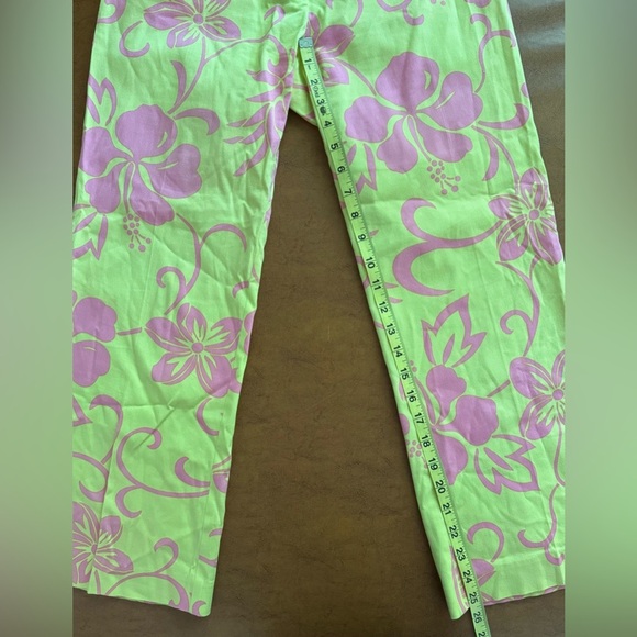 EUC - Trina Turk Yellow and Pink Floral Pants Size 2 - Picture 6 of 7
